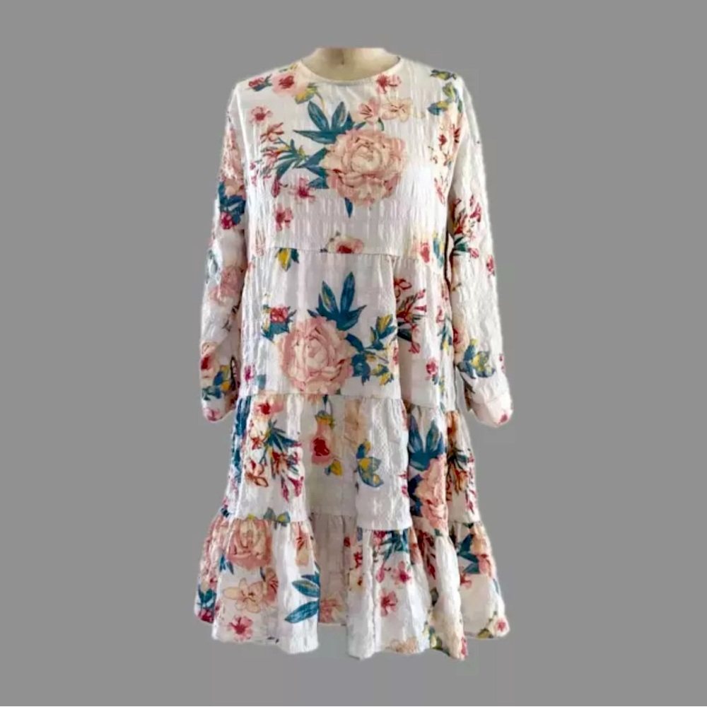 ZARA The Sharon Floral Tiered Baby Doll Dress XL